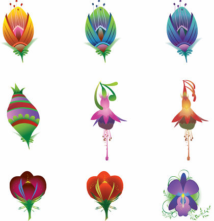 free vector 9 Illustrated Vector Flowers